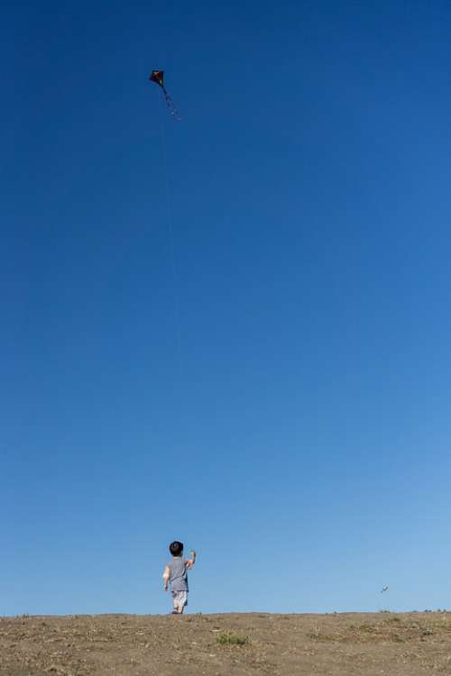 Kite Sky Blue Wind Play Flying Child Summertime