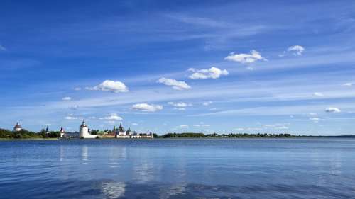 Lake Sky Clouds Russia Space Horizon Monastery