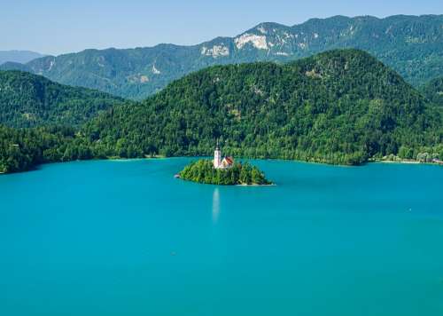 Lake Bled Slovenia Church Landscape