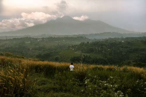 Landscape View Indonesia Green Mountain Java