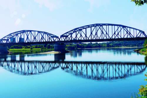 Landscape River Wisla Grudziadz Poland Bridge