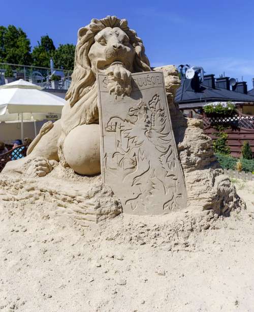 Lion Sculpture Sand Clay Ad Terrace Fun Pet
