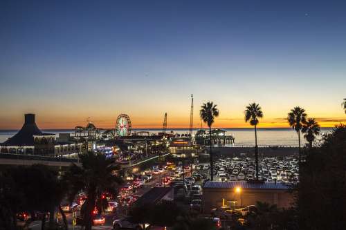 Los Angeles Sunset Santa Monica Travel Cityscape