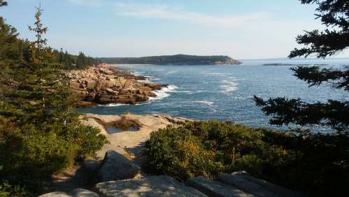 Maine Acadia Nature Landscape Usa Ocean Scenic