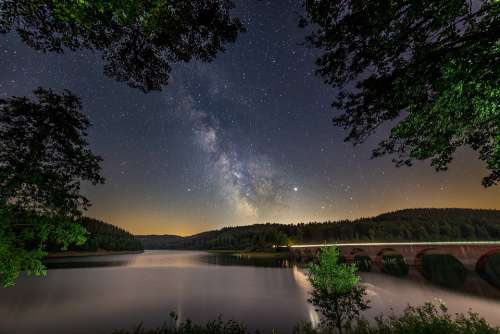 Milky Way Lake Starry Sky Star Night Sky