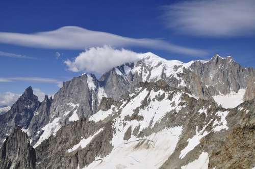 Mont Blanc Massive Snow Alps Mountain Landscape