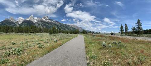 Mountain Road Tetons Wyoming Nature Landscape Park
