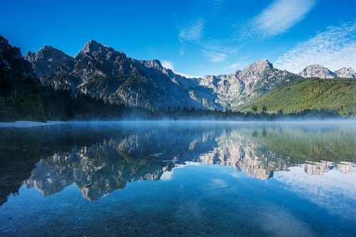 Mountains Landscape Mirroring Reflection Water