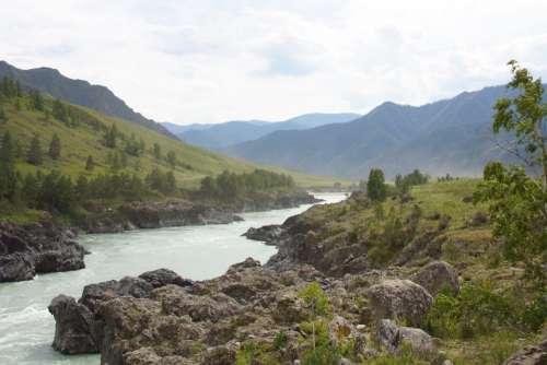 Mountains Nature River Hills Travel Altai