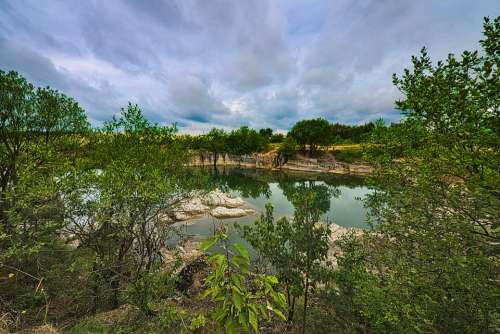 Oasis Nature Water Lake Clouds Sky Landscape