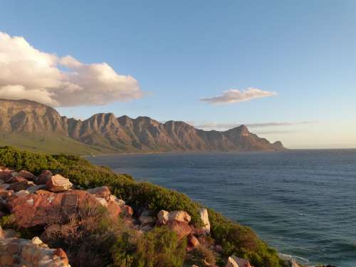 Ocean Mountains Clouds Southafrica Water Nature