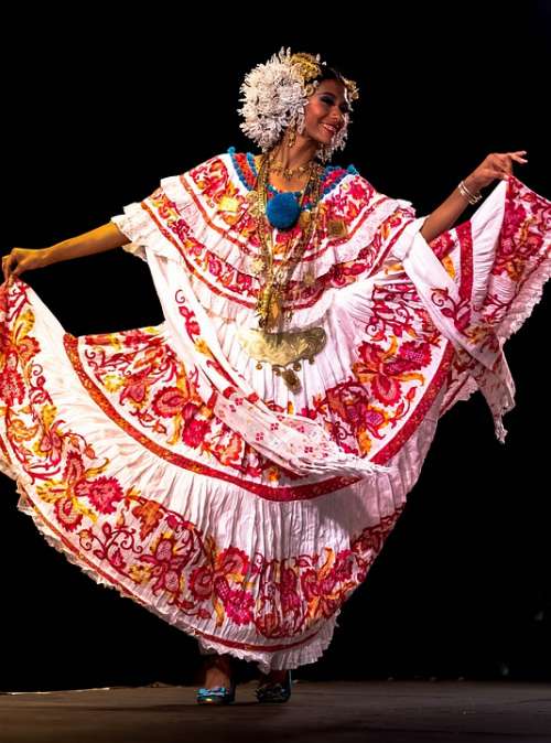 Panama Woman Tradition Costume Beautiful Colors