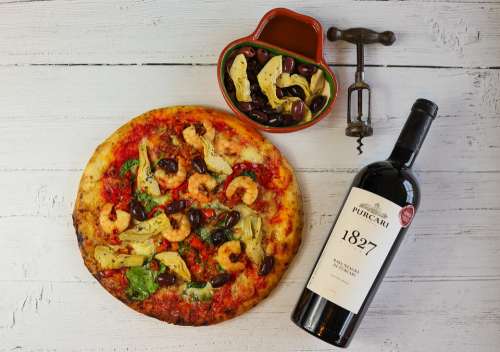 Pizza Wine Dinner Food Fresh Italian Healthy