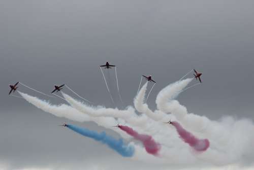 Red Arrows Display Jet Smoke Formation Aerobatic