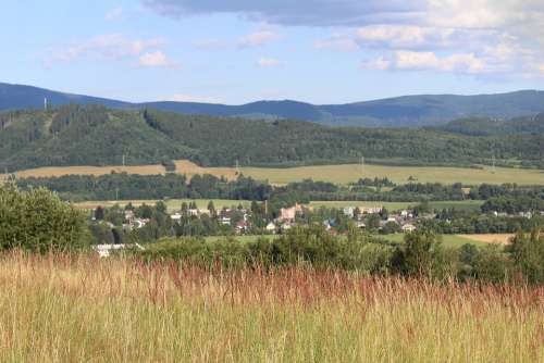 Region Countryside Czech Church Village Landscape