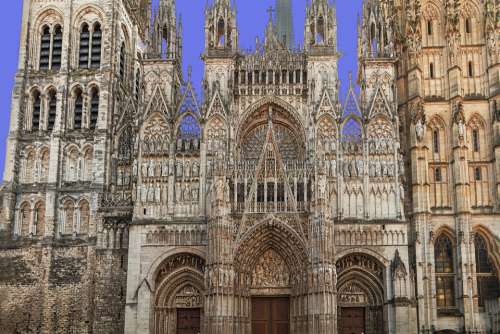 Rouen Cathedral France Church Detail Architecture