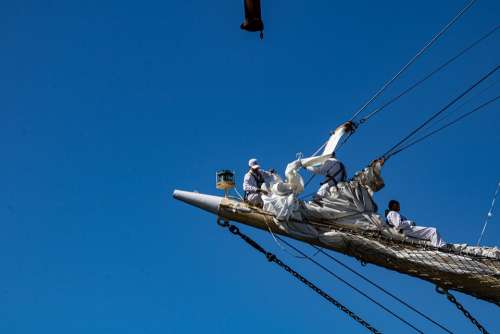 Sailors Bovspyd Sails Blue Sky White Summer Boat