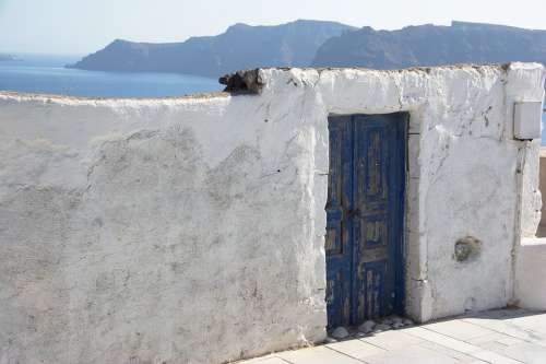 Santorini Door Street Summer Greece Weathered
