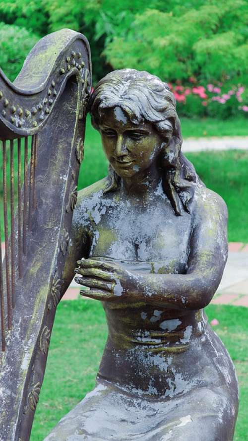 Sculpture Harp Park Music Musical Instruments