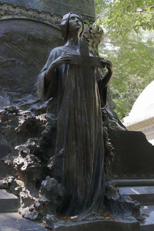 Sculpture Stone Statue Cemetery Woman Apparel