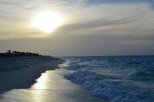 Sea Caribbean Sun Sky Cuba Flag Clouds Sunset