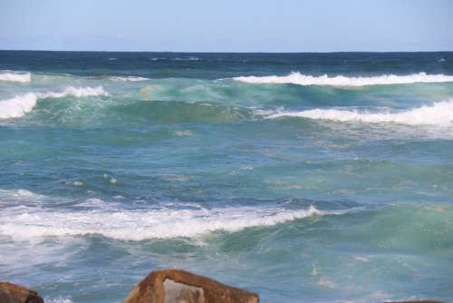 Sea Rough Waves Rocks Aqua Water Australia Spray