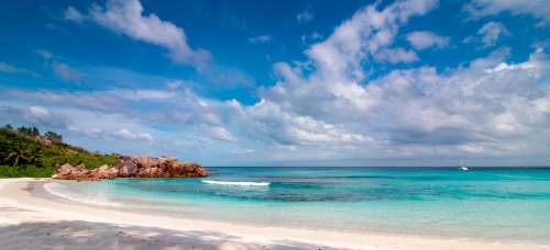 Seychelles Panorama Sea Ocean Holiday Sand