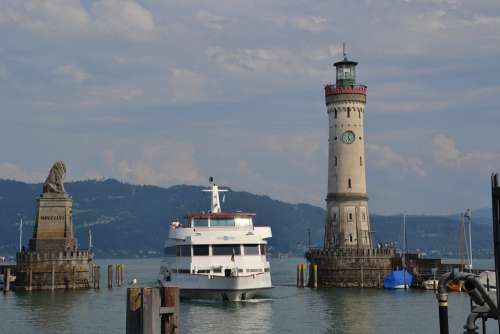Ship Lake Water Lighthouse Lake Constance Lindau