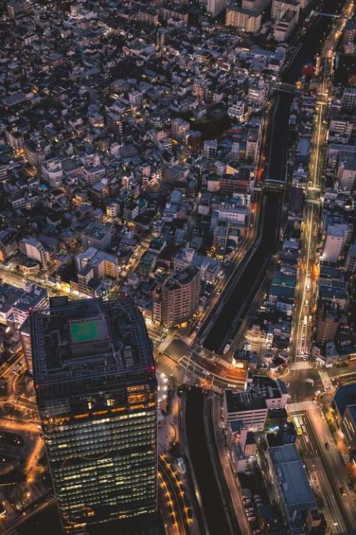 Skyline Night Big City Metropolis Tokyo City