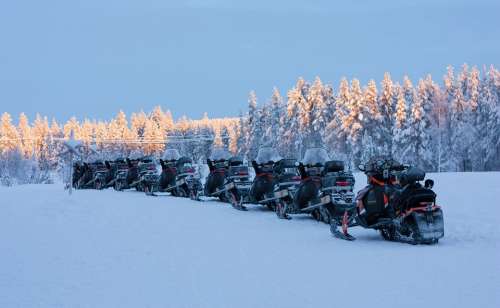 Snow Snowmobile Winter Cold Tour Travel Lapland