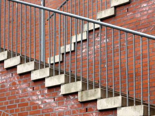 Stairs Brick Wall Geometry Diagonal Railing