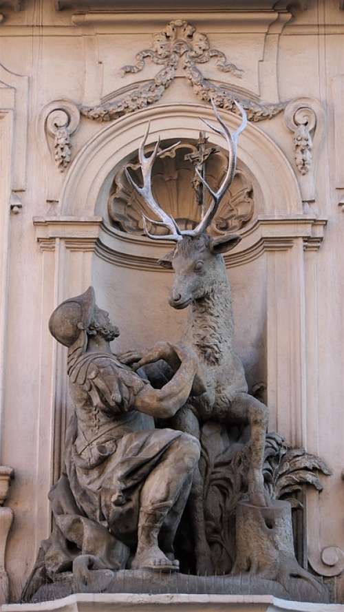 Statue Deer Sculpture Antler Prague