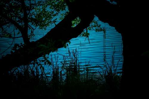 Still Life Water Surface Lake Dim Blue