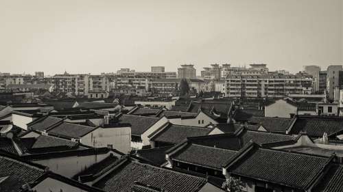 Street Old Town Black And White Film