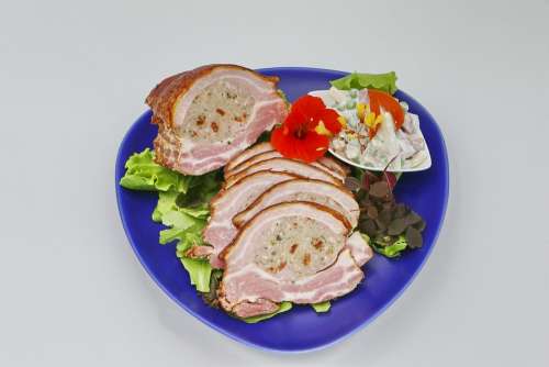 Stuffed Food Roast Pork Salad Refreshments Dining