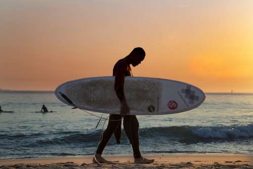 Surf Beach Sunset Sea Ocean Summer Waves Marina