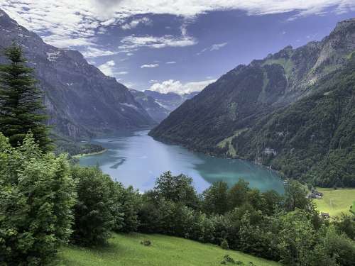 Switzerland Lake Mountains Landscape Alpine Water