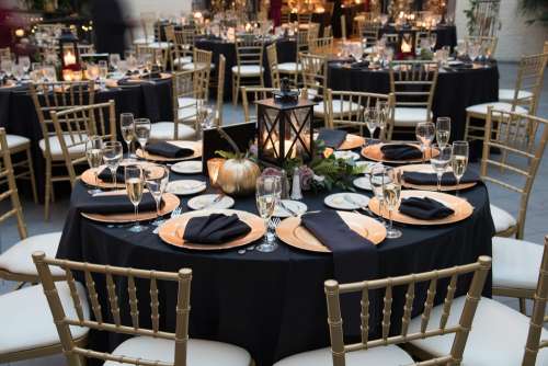 Table Reception Fancy Banquet Fall Wedding