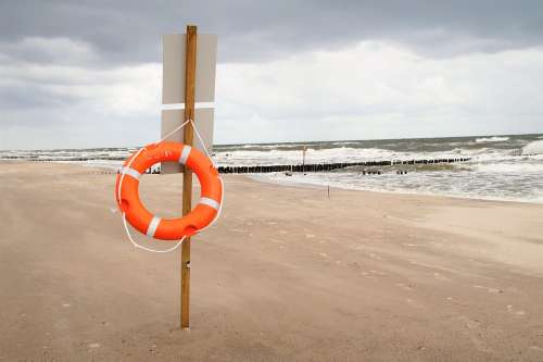The Baltic Sea Coast Beach Lifebuoy Orange Rescue