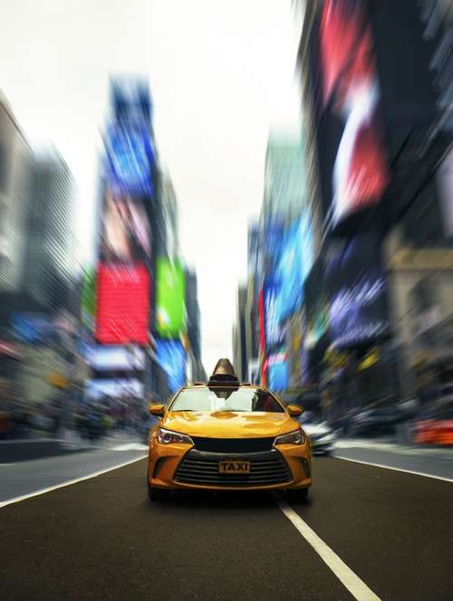 Times Square Taxi Cab Taxi Cab Manhattan Broadway