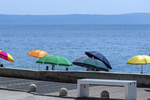 Umbrellas Shadow Seaside Summer Sky Beach Holiday