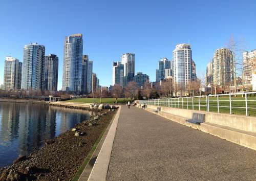 Vancouver Skyline Water Architecture Cityscape