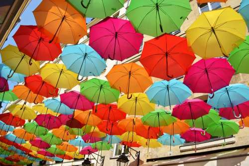 Village Royale Umbrellas Colourful Paris France