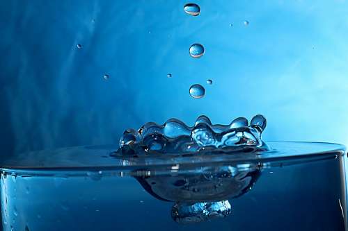 Water Drops Liquid Splash Blue