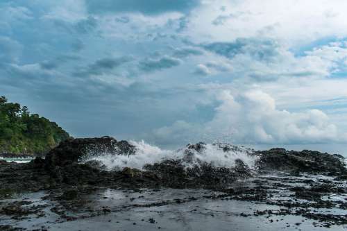 Waves Beach Rocks Sea Ocean Blue