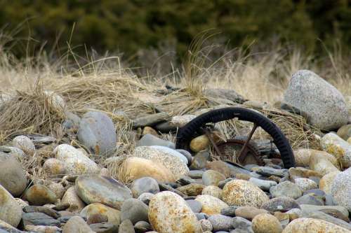 Wheel Antique Beach Stones Retro Nostalgia