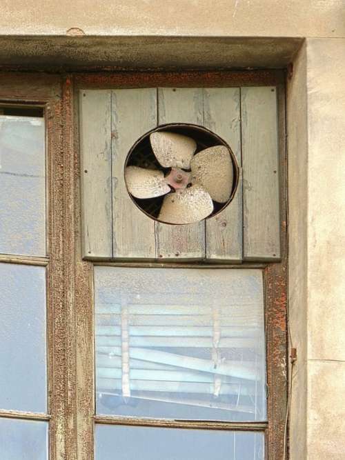 Window Old Vintage Fan Extractor Abandoned