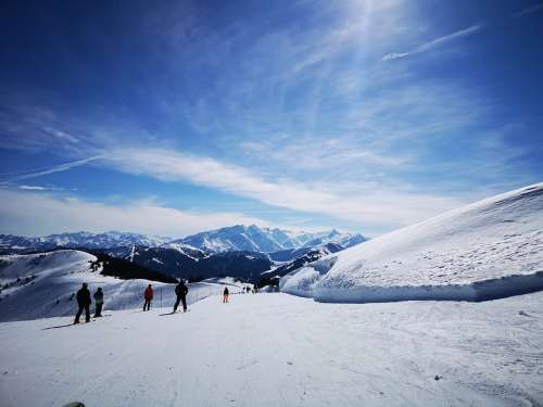 Winter Austria Skiing Snow Sunshine Mountains