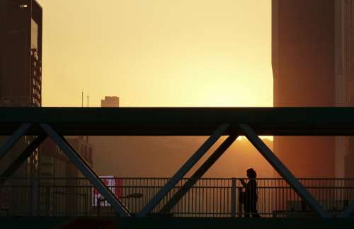 bridge silhouette city modern skyline