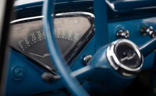 vintage car interior dashboard gauges